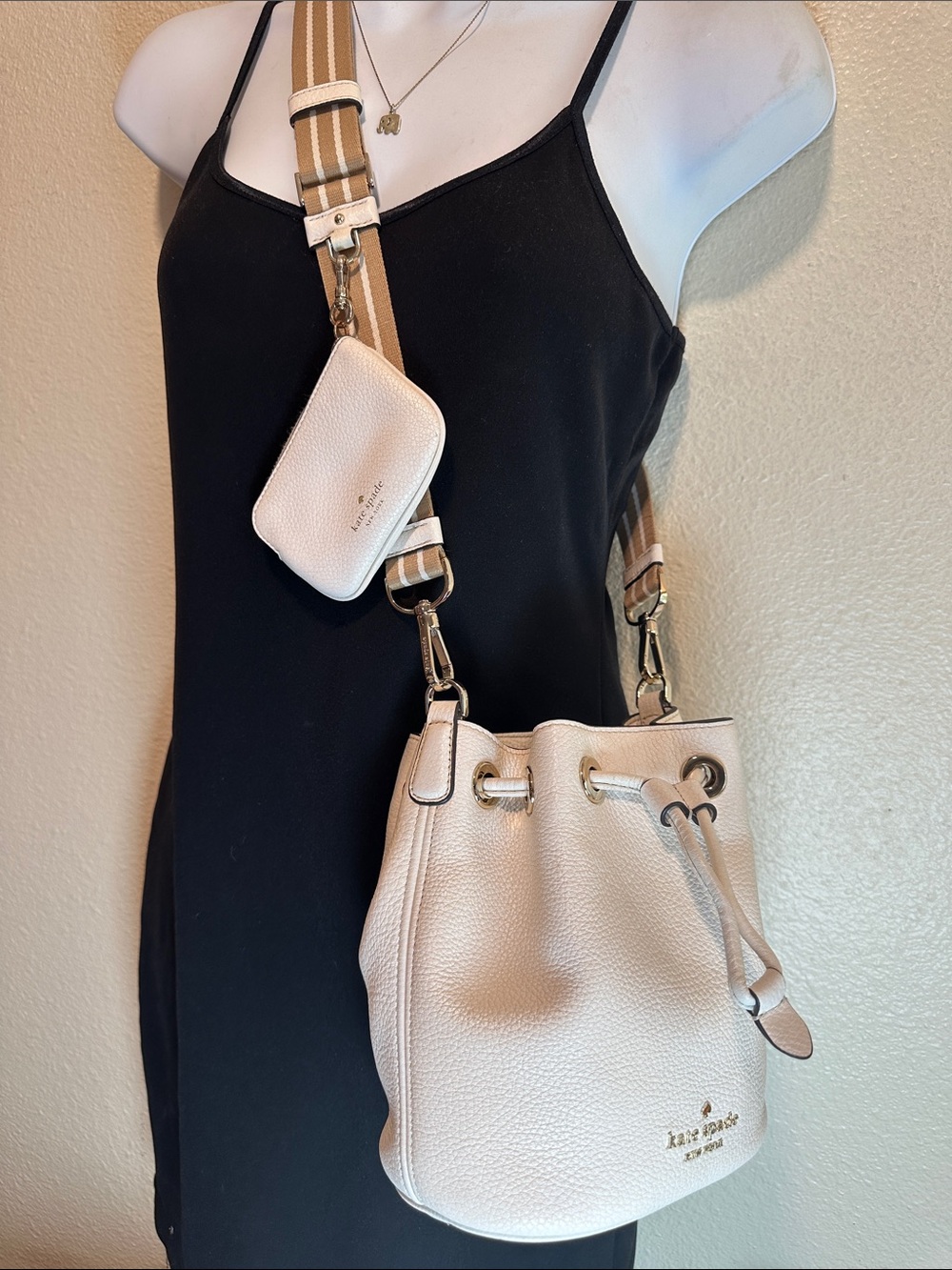 Kate Spade New York Rosie Pebbled Leather Bucket Bag with small pouch